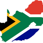 South Africa continent map with RSA flag overlane